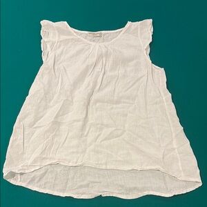 White Ruffled Blouse with Rounded Neckline
